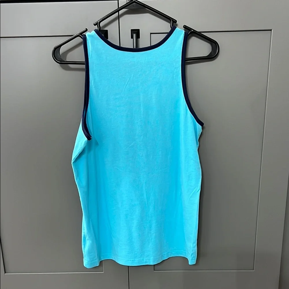 Old Navy Blue Tank Top with Palm Tree Design